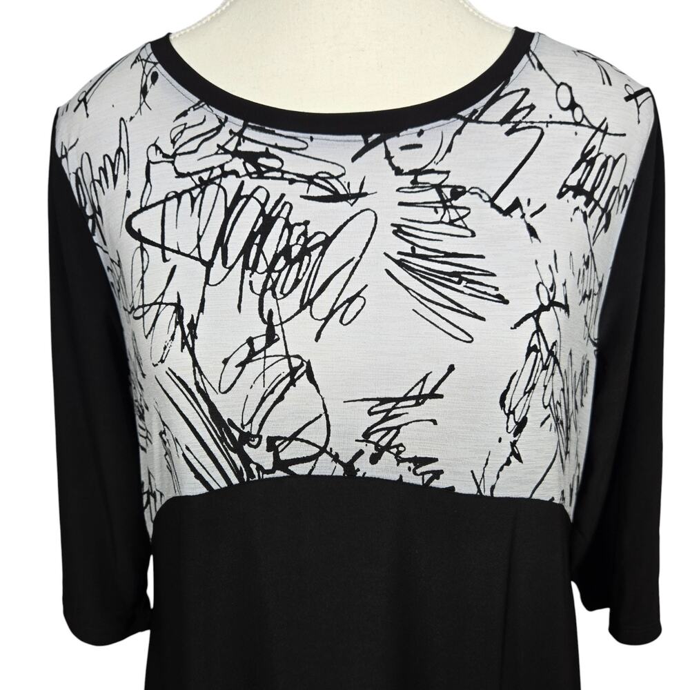 Chalet et Ceci Black White Dress Size S Abstract Asymmetrical Artsy Lagenlook - Picture 5 of 12